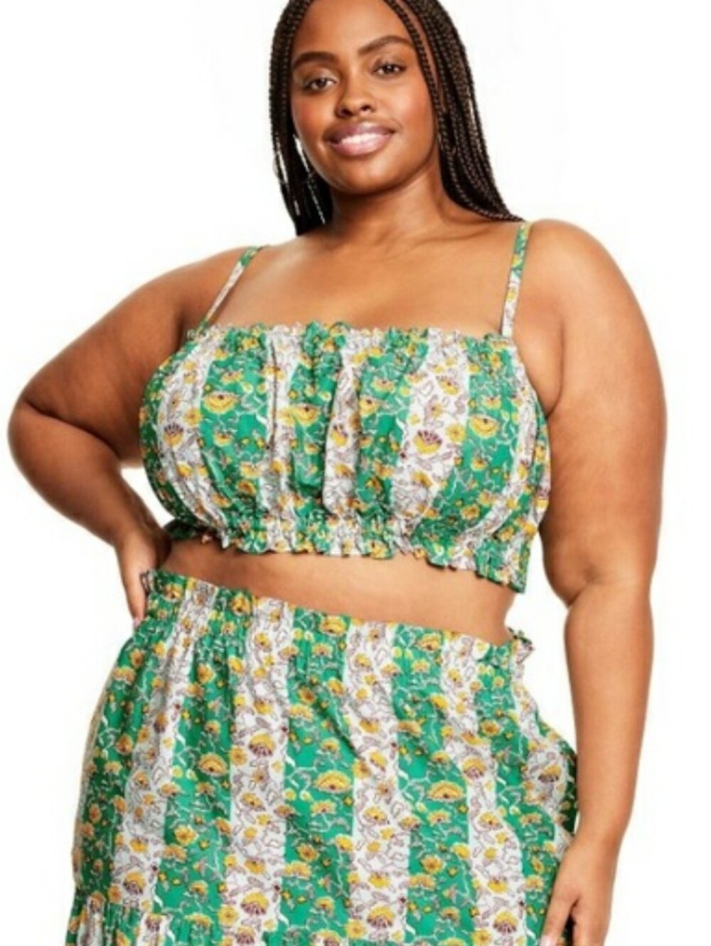 RHODE Green Floral Crop Camisole Size 3X